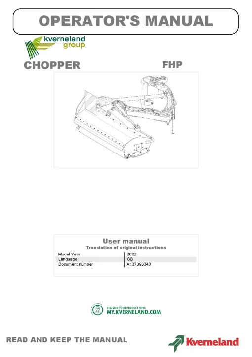 Kverneland FHP Topper 2022 GB Operation Maintenance Manual PDF download