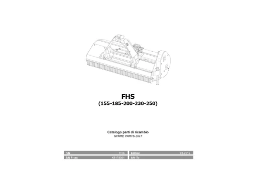 Kverneland FHS 155 185 200 230 250 Topper 2019 Parts Manual Catalog Pdf Download