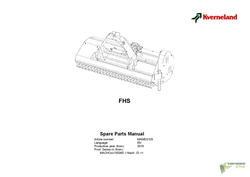 Kverneland FHS Topper 2016 Parts Manual Catalog Pdf Download