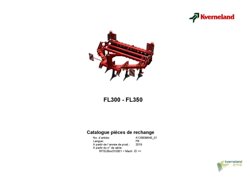Kverneland FL300 FL350 Subsoilers 2018 FR Parts Manual Catalog Pdf Download