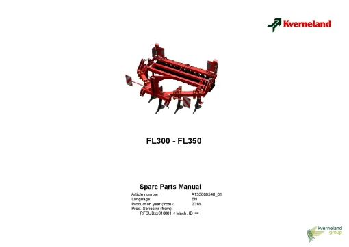 Kverneland FL300 FL350 Subsoilers 2018 Parts Manual Catalog Pdf Download