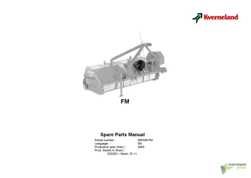 Kverneland FM Chopper 2003 Parts Manual Catalog Pdf Download