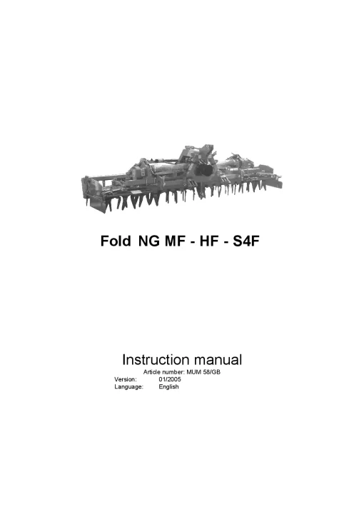 Kverneland FOLD NG MF HF S4F Power Harows 2005 Operation Maintenance Manual PDF download