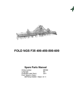 Kverneland FOLD NGS F35 400 450 500 600 Power Harrows 2011 Sn 102083 EXCEPT_UK Parts Manual Catalog Pdf Download