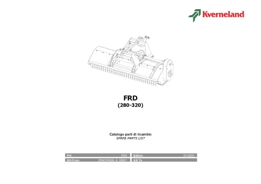 Kverneland FRD 280 320 Chopper 2020 Parts Manual Catalog Pdf Download