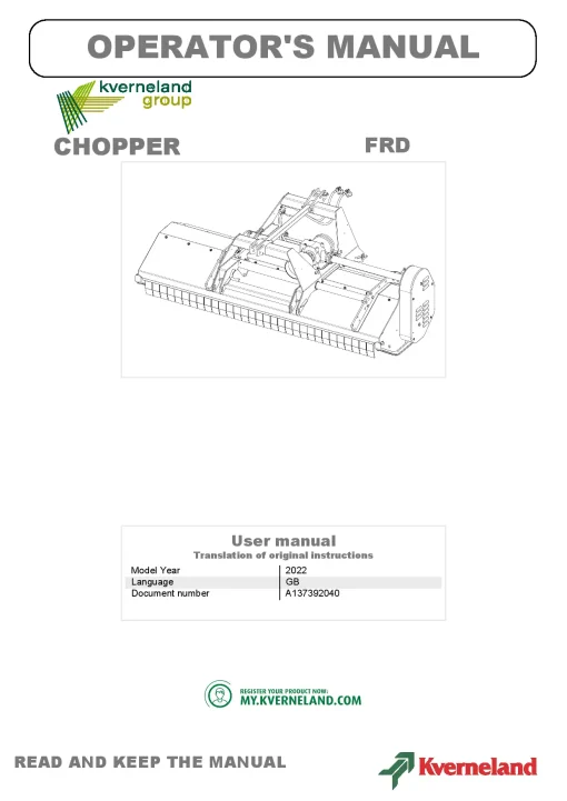 Kverneland FRD Chopper 2022 Operation Maintenance Manual PDF download