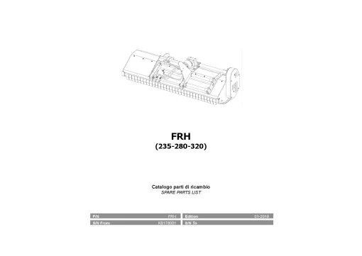 Kverneland FRH 230 280 320 Chopper 2019 Sn KB178001 Parts Manual Catalog Pdf Download