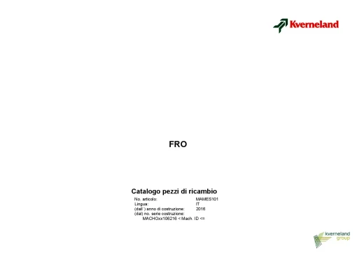 Kverneland FRO 235 280 325 Chopper 2016 Sn 106216- Parts Manual Catalog Pdf Download