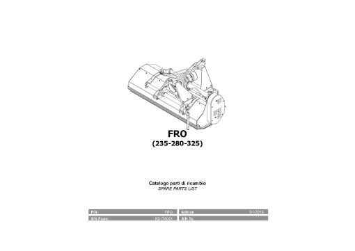 Kverneland FRO 235 280 325 Chopper 2019 Sn KB178001- Parts Manual Catalog Pdf Download