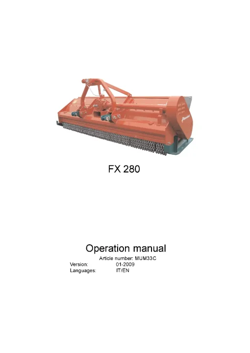 Kverneland FX 280 Chopper 2009 Operation Maintenance Manual PDF download