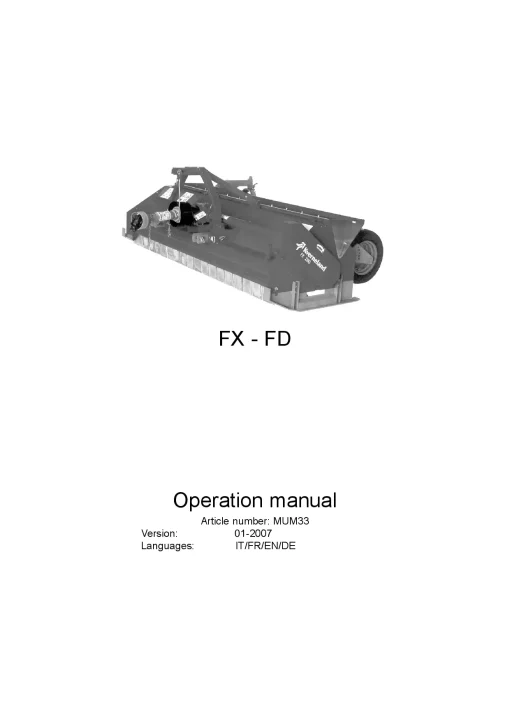 Kverneland FX FD Chopper 2007 Operation Maintenance Manual PDF download