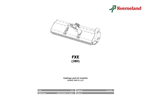 Kverneland FXE 280 Chopper 2020 Parts Manual Catalog Pdf Download