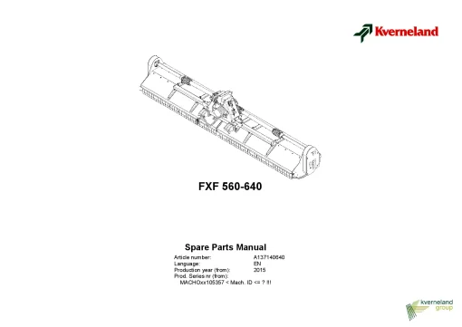 Kverneland FXF 560-640 Chopper 2015 Sn 105357- Parts Manual Catalog Pdf Download