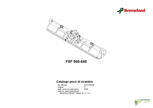 Kverneland FXF 560-640 Chopper 2017 Parts Manual Catalog Pdf Download