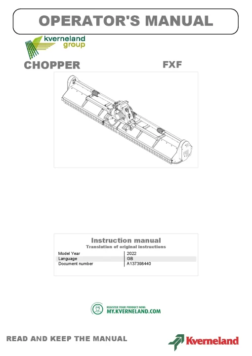 Kverneland FXF Chopper 2022 GB Operation Maintenance Manual PDF download