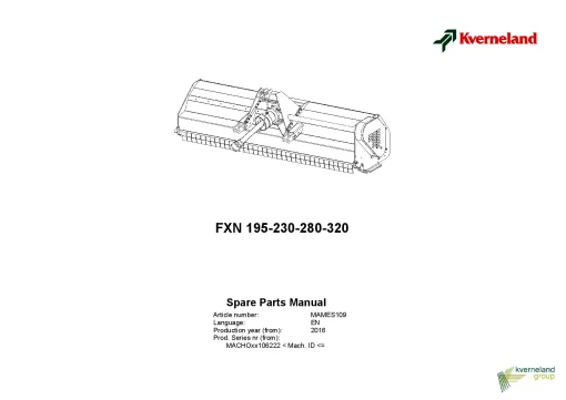 Kverneland FXN 195 230 280 320 Chopper 2016 Parts Manual Catalog Pdf Download