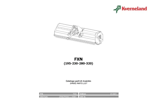 Kverneland FXN 195 230 280 320 Chopper 2021 Parts Manual Catalog Pdf Download