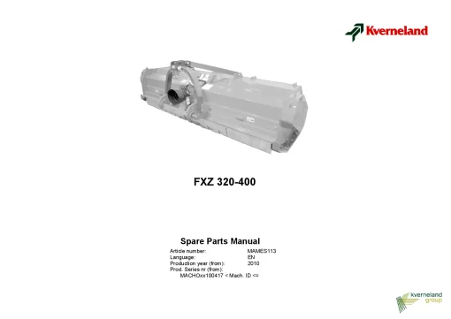 Kverneland FXZ 320 400 Topper 2010 Sn 100417- Parts Manual Catalog Pdf Download