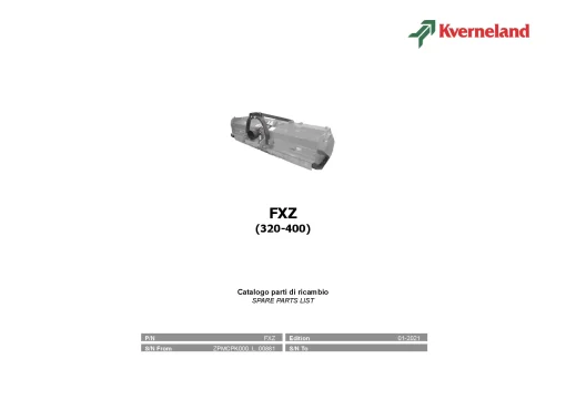 Kverneland FXZ 320 400 Topper 2021 Parts Manual Catalog Pdf Download
