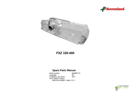 Kverneland FXZ 320 400 Topper Sn 100602- Parts Manual Catalog Pdf Download