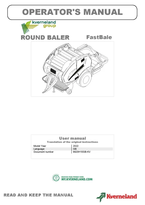 Kverneland FastBale Round Baler 2022 Operation Maintenance Manual PDF download
