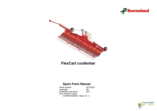 Kverneland FlexCart Coulterbar Seed drills Mounted-trailed 2011 Parts Manual Catalog Pdf Download