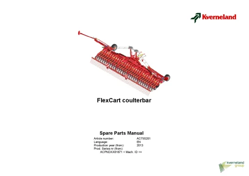 Kverneland FlexCart Coulterbar Seed drills Mounted-trailed 2013 Parts Manual Catalog Pdf Download