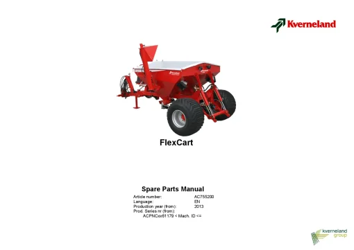Kverneland FlexCart Seed drills Mounted-trailed 2013 Parts Manual Catalog Pdf Download