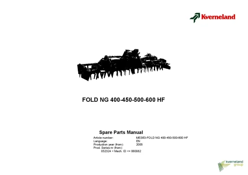 Kverneland Fold NG- 400 450 500 600 -HF Power Harrows 2005 Operation Maintenance Manual PDF download