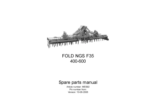 Kverneland Fold NGS F35 400 -600 Power Harrows 2006 Parts Manual Catalog Pdf Download