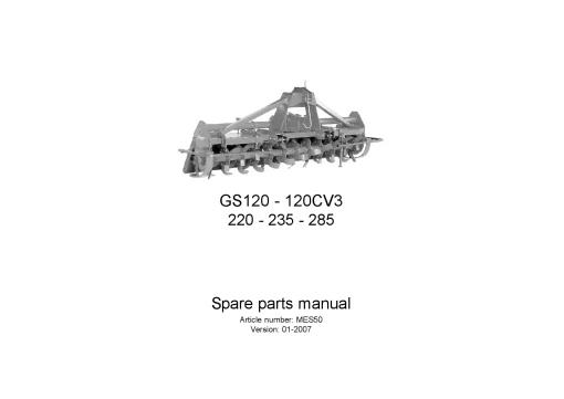 Kverneland GS120-120CV3 220- 235- 285 Rotary tillers 2007 Parts Manual Catalog Pdf Download