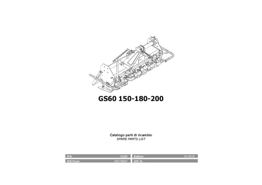 Kverneland GS60 150 180 200 Rotary tillers 2019 Parts Manual Catalog Pdf Download