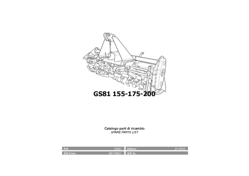 Kverneland GS81155-175-200 Rotary tillers 2019 Parts Manual Catalog Pdf Download
