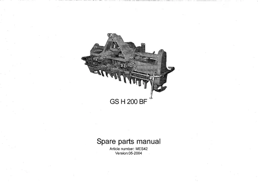 Kverneland GSH200BF Rotary tillers 2004 Parts Manual Catalog Pdf Download
