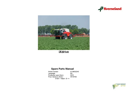 Kverneland IXdrive Sprayers -Self-propelled 2016 Parts Manual Catalog Pdf Download