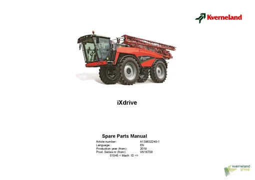 Kverneland IXdrive Sprayers -Self-propelled 2019 Parts Manual Catalog Pdf Download
