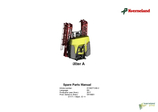 Kverneland IXter A Sprayers Mounted 2017 Sn 01171 Parts Manual Catalog Pdf Download