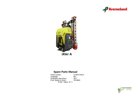 Kverneland IXter A Sprayers Mounted 2017 Sn Sn 01320 Parts Manual Catalog Pdf Download