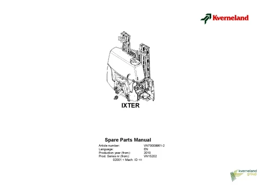 Kverneland IXter Sprayers Mounted 2010 Parts Manual Catalog Pdf Download