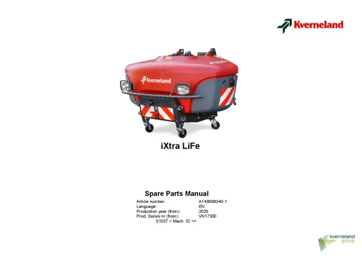 Kverneland IXtra Life Sprayers Front 2020 Parts Manual Catalog Pdf Download