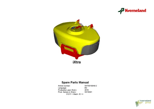 Kverneland IXtra Sprayers Front 2016 Parts Manual Catalog Pdf Download