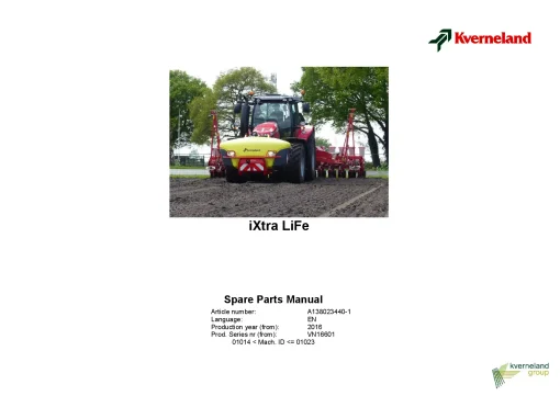 Kverneland IXtra life Sprayers Front 2016 Sn 01014-01023 Parts Manual Catalog Pdf Download