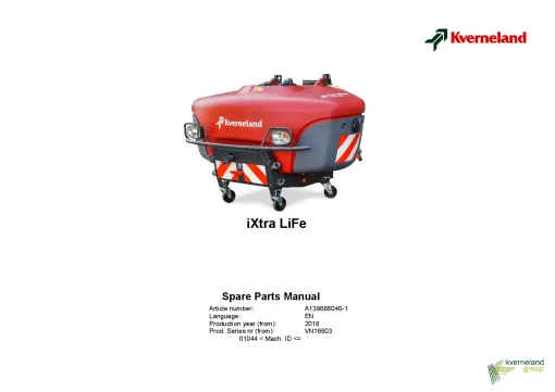 Kverneland IXtra life Sprayers Front 2018 Sn 01044- Parts Manual Catalog Pdf Download