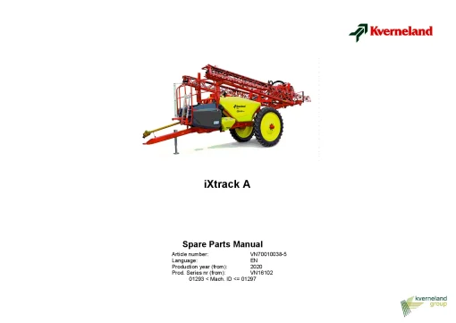 Kverneland IXtrack A Sprayers Trailed 2020 Parts Manual Catalog Pdf Download