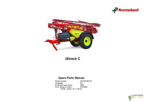Kverneland IXtrack C Sprayers Trailed 2020 Parts Manual Catalog Pdf Download