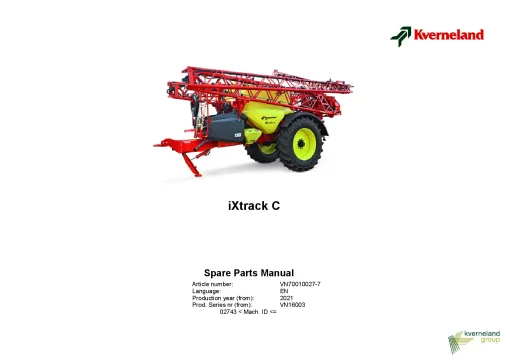 Kverneland IXtrack C Sprayers Trailed 2021 Parts Manual Catalog Pdf Download