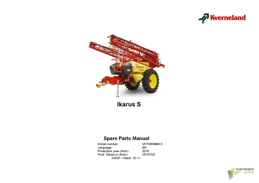 Kverneland Ikarus S Sprayers Trailed 2019 Parts Manual Catalog Pdf Download