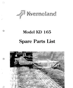 Kverneland KD 165 Parts Manual Catalog Pdf Download