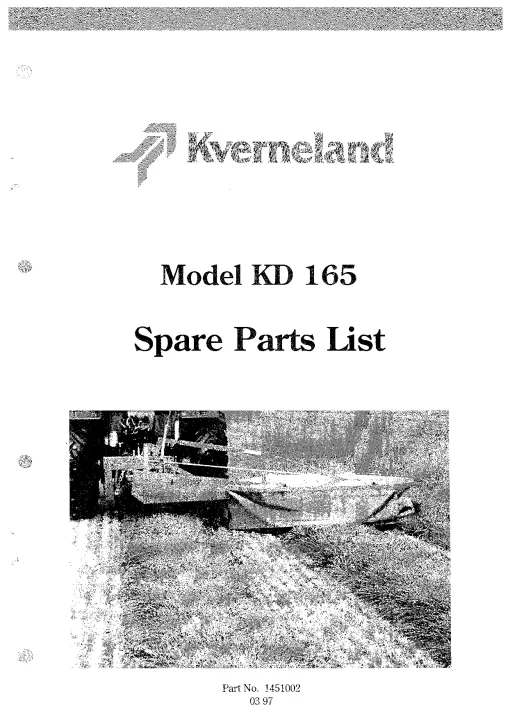 Kverneland KD 165 Parts Manual Catalog Pdf Download
