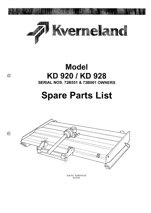 Kverneland KD 920 KD928 Parts Manual Catalog Pdf Download